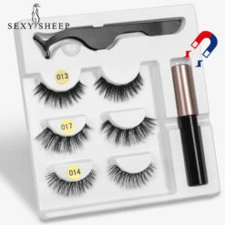 Sexy Sheep Magnetic Faux Mink Natural Long Eyelashes Kit Set (3 Pairs)
