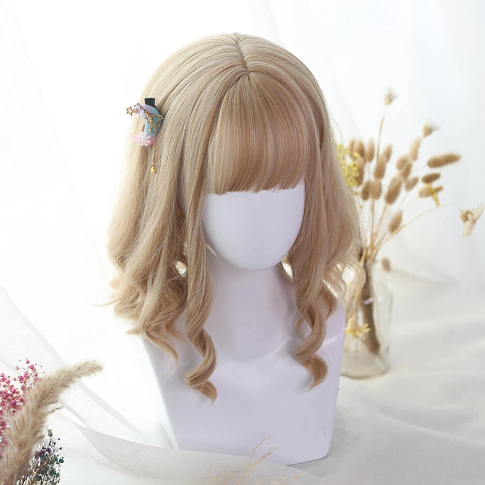 Honey Blonde Sweet Long Side Fringes Lolita Wig