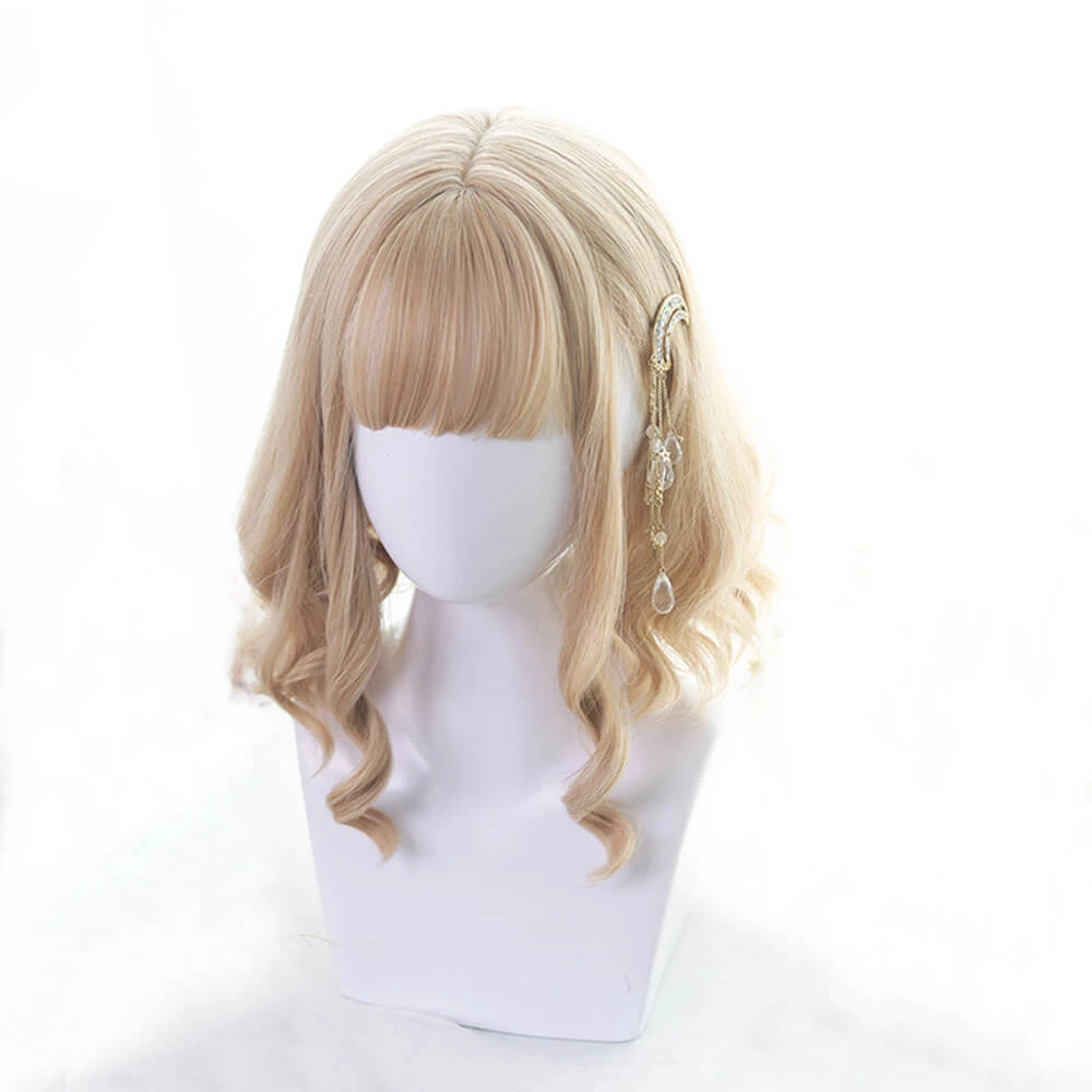 Honey Blonde Sweet Long Side Fringes Lolita Wig - Image 2
