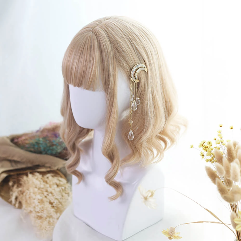 Honey Blonde Sweet Long Side Fringes Lolita Wig - Image 3