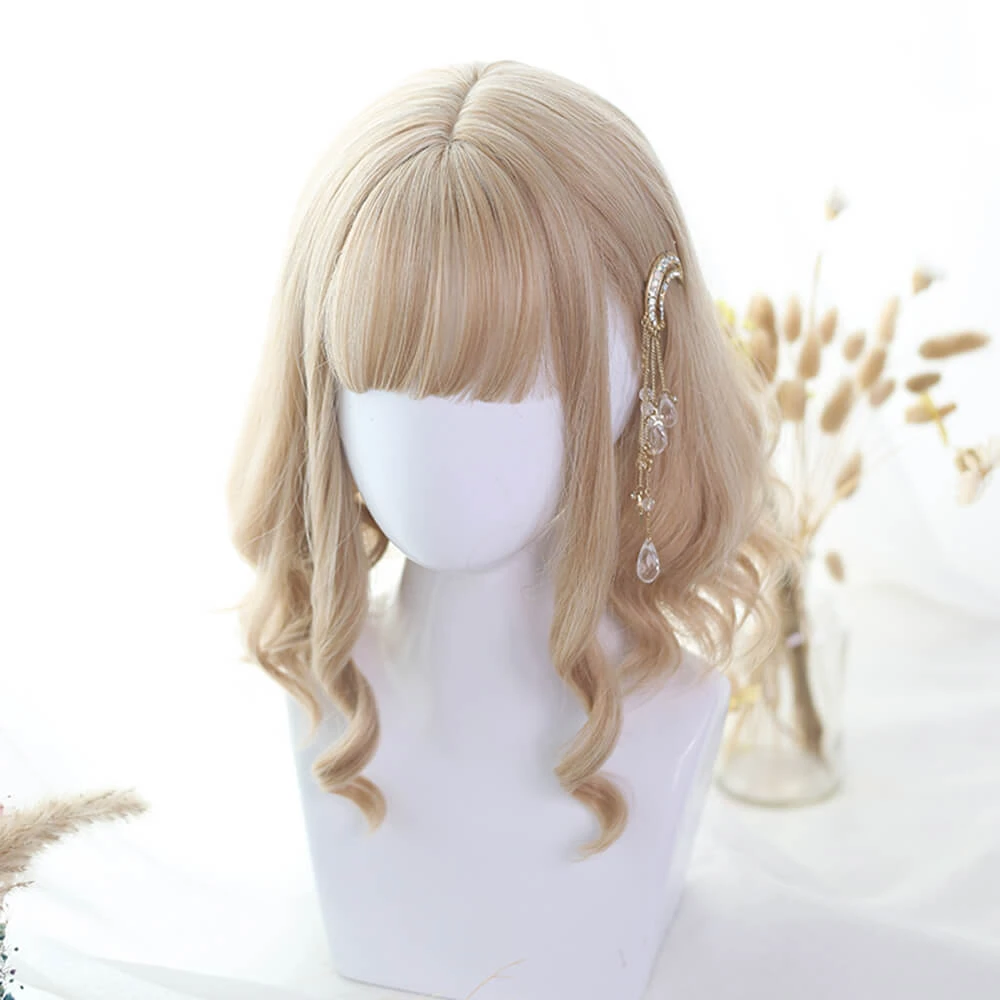 Honey Blonde Sweet Long Side Fringes Lolita Wig - Image 4