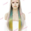 Premium Wig - Strawberry Blonde With Aqua Mint Under Lights Lace Front Wig