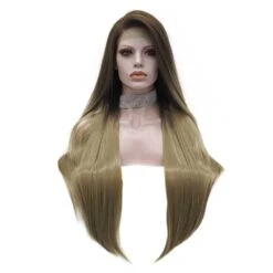 Premium Wig - Two-tone Tortilla Brown Long Straight Lace Front Wig